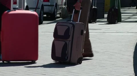 Carrying suitcases Video stock 54687332