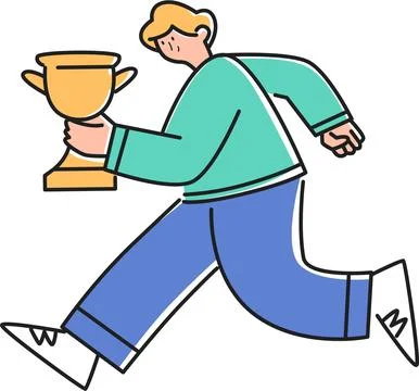 Carrying the Victory Trophy While Running Illustration - Success &amp; Achievement Illustrazione stock