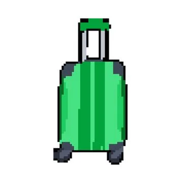 Carryon hard shell suitcase pixel art vector illustration Stock Illustration