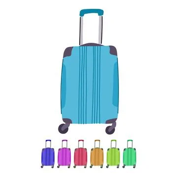 Carryon hard shell suitcase vector cartoon graphic Stock Illustration