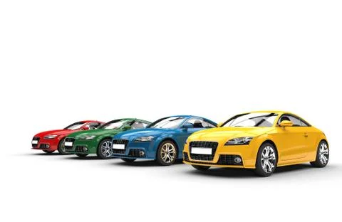 Cars - Basic Colors - Angle Shot Stock-Illustration