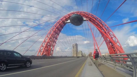 Cars on the Cable-Stayed Bridge In Summer Timelapse Stock Footage 82048329