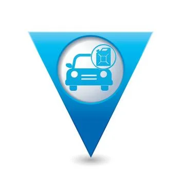 Cars canister BLUE triangular map pointer Stock Illustration