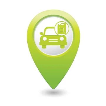 Cars canister GREEN map pointer Stock Illustration