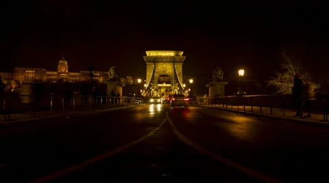 Cars on the Chain Bridge Stock Footage 44755446