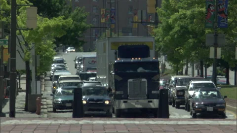 Cars at city intersection1 Stock Footage 296503564