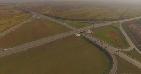 Cars at complex interchange and highway. Stock Footage 55874583