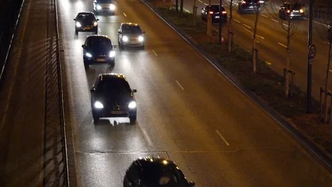 Cars crossing Paris by night Stock Footage