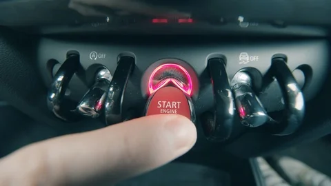 Car's dashboard with a start stop engine button on it Stock Footage 120776571