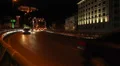 Cars drive by road junction bridge part urban city night HD Footage