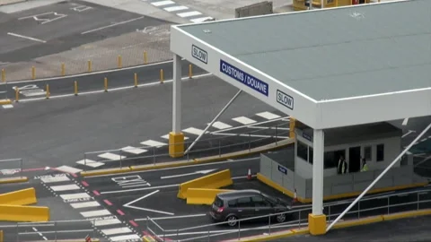 Cars Drive Through A Customs Checkpoint At Dover Port Stock Footage 346405265