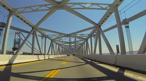 Cars Driving Across a Bridge Stock Footage 59553939