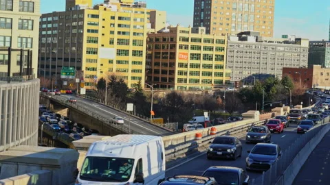 Cars driving on Brooklyn Bridge New York City Stock Footage 234088788