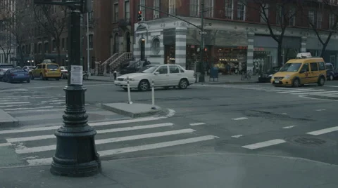 Cars Driving down New York City Street during the evening Video stock 59798887
