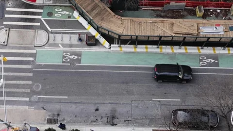 Cars driving down road intersection hudson street king manhattan new york city Video stock 303592744