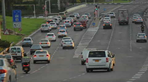 Cars driving Large intersection Stock Footage 30197585