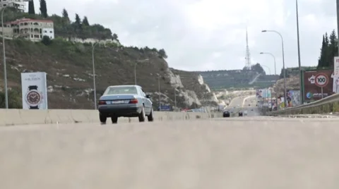 Cars Driving On Middle Eastern Freeway In Lebanon Stock Footage 50060207