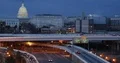 Cars Driving Traffic on Freeway in Washington DC Us Congress Building Dusk Light 4k or 4k+ Resolution