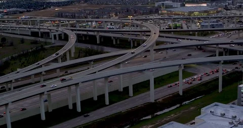 Cars on Freeway - Aerial Drone Stock Footage 124190893