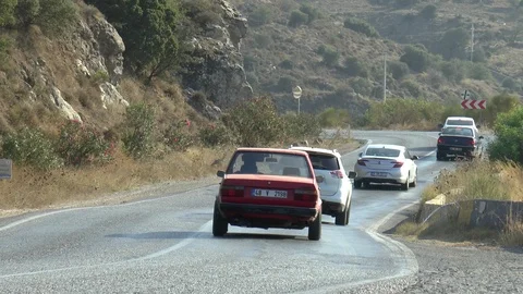 Cars On A Hillside Road Stock Footage 101538898
