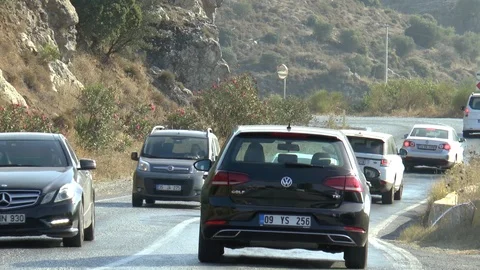 Cars On A Hillside Road Stock Footage 101544532