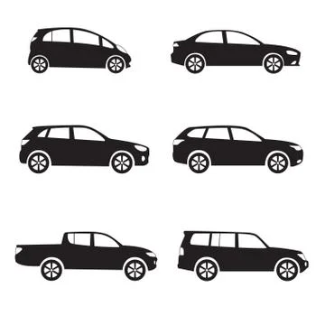 Cars icon set. Different vector car forms. Stock Illustration