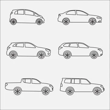 Cars icon set. Different vector car forms. Stock Illustration