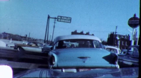 CARS in INTERSECTION Heavy Traffic Left Turn 1960s Vintage Film Home Movie 5670 Video stock 12549697