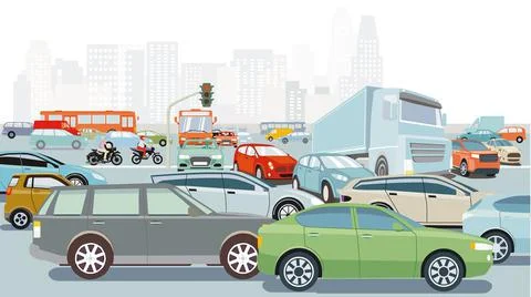 Cars on the intersection, illustration Stock Illustration