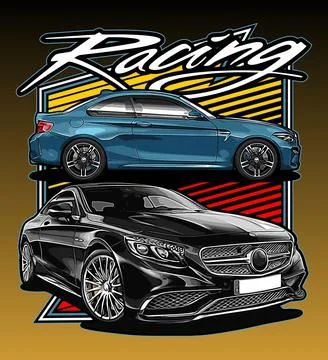 Cars lined up vector template Stock Illustration