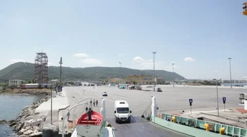 Cars loading into a ferry Stock Footage 11340724