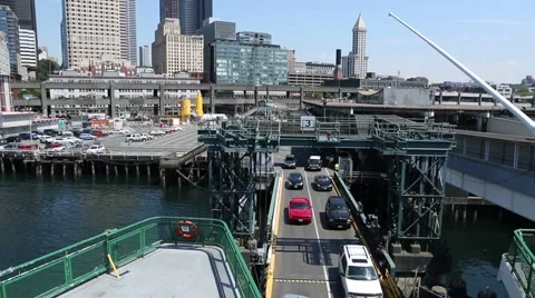 Cars Loading on Seattle Ferry Stock Footage 51789936