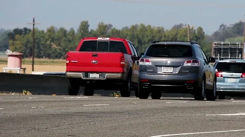Cars Moving Away From Camera On Interstate Freeway Stock Footage 87223203