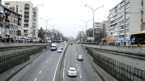 Cars Moving Highway On The Front View Stock Footage 84316341