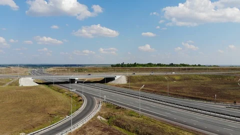 Cars on a multi-level road junction in Russia Stock Footage 111659052