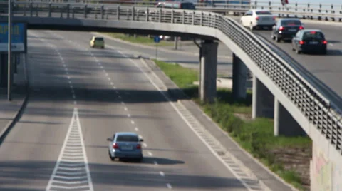 Cars on Overpass Stock Footage 37628952