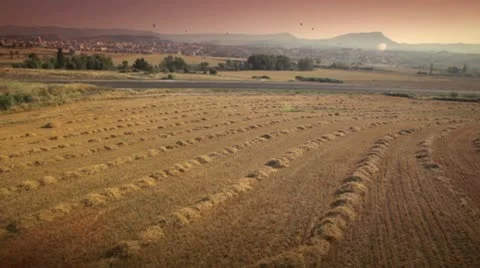 Cars passing through fields Stock Footage 9026589