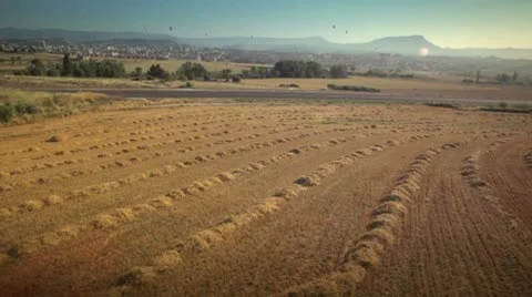 Cars passing through fields Stock Footage 9026613