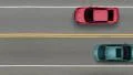 Cars passing by top view, road street traffic HD Footage