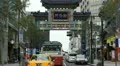 Cars Passing Yokohama Chinatown Gate Japanese People Walk Commuters Traffic Day HD Footage
