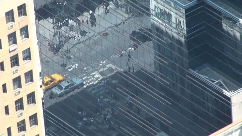 Cars in the reflection of a building Stock Footage 99750255