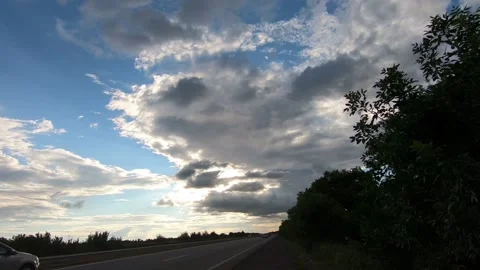 Cars rush towards the clouds. Stock-Footage 136529348