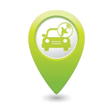 Cars satelite GREEN map pointer Stock Illustration