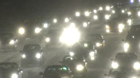 Cars in snow Stock Footage 34458895