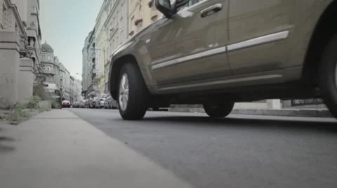 Cars on the street from low angle Stock Footage