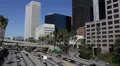 Cars Traffic Jam on Freeway in Downtown Los Angeles Vehicles Passing Slowly USA HD Footage