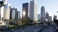 Cars Traffic Jam Freeway USA Downtown Los Angeles LA Busy City Road Highway Day HD Footage