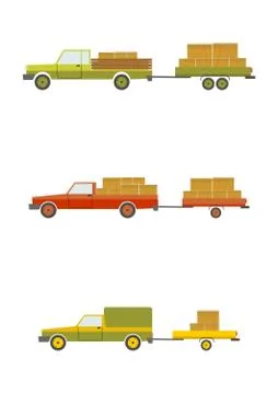 Cars with trailers Stock Illustration
