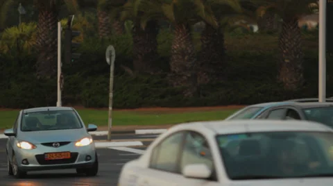 Cars turning left Stock Footage 30200482
