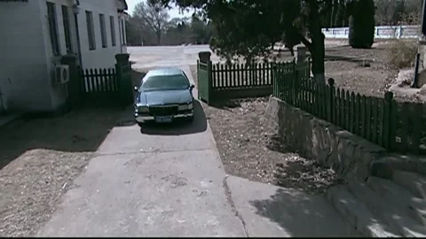 Cars into the yard Stock Footage 235264517